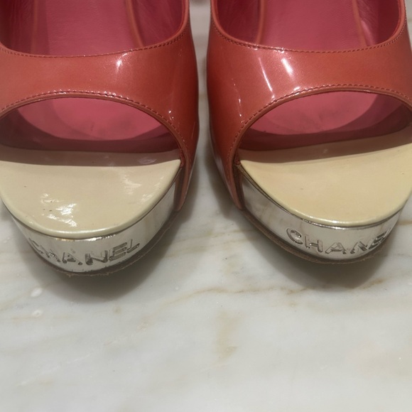 Chanel Women's Pink Peep Toe Slingback Heels - Picture 2 of 5